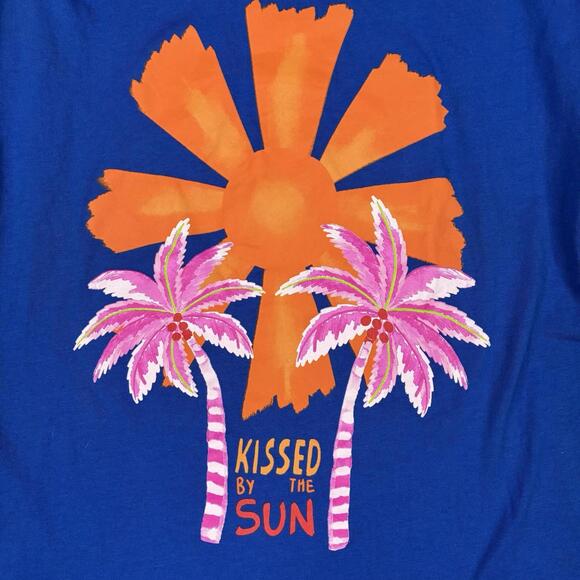 Farm Rio Kissed By The Sun T-Shirt Woman’s XL Blue Organic Cotton Sleeveless - Picture 2 of 12